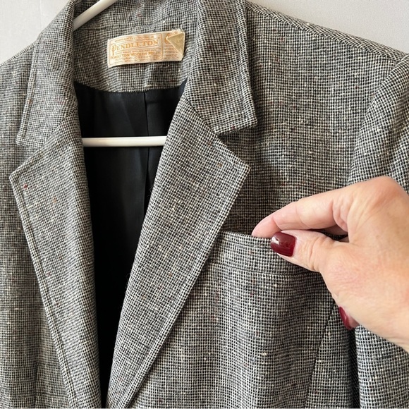 PENDLETON BLAZER VIRGIN WOOL VINTAGE 2 BUTTON TWEED CORPCORE LIGHT ACADEMIA 10 - Picture 6 of 9